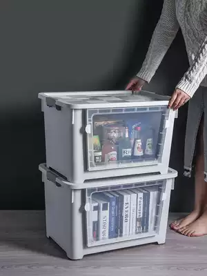 Front open storage box plastic side open extra large baby children's toy clothes finishing box storage box floor standing