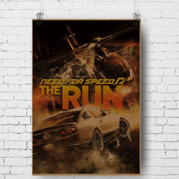 游戏海报 极品飞车 need for speed 赛车游戏宣传画 复古版
