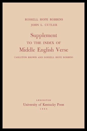 【预售】Supplement to the Index of Middle English Verse: