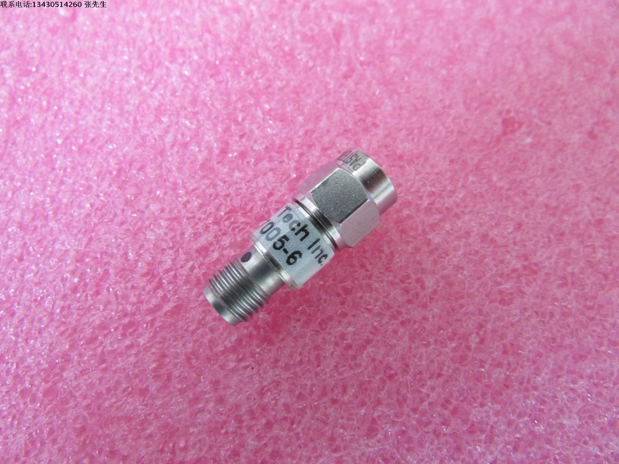 PE7005-6 DC-18GHz 6dB 2W SMA 射频同轴精密固定衰减器 品牌：PASTERNACK型号：PE7005-6 频率范围：DC- 18GHz 衰减值： 6dB 衰减精度：±0.75dB 平均功率(Max)：2 W 峰值功率(Max)：0.2 kW