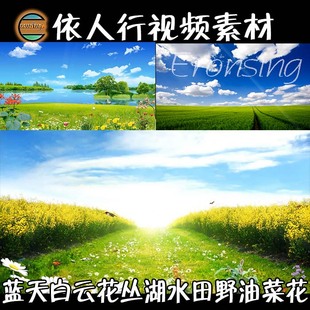 依人行LED素材大屏幕舞台背景素材鸟语花香风景蓝天白云湖水
