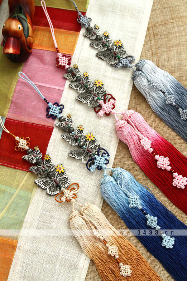 韩国原装进口挂件/仿古蝴蝶流苏挂件/韩服装饰品/正品/H-P01188