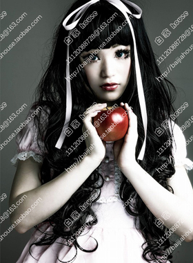 Blanche Neige白雪公主假发 黑色齐刘海长卷发 高温丝cosplay假毛