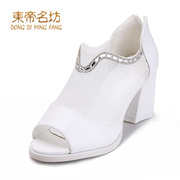 East Timor at 2015 spring designer shoes mesh fish mouth shoes platform high heel rhinestones chunky heels shoes women