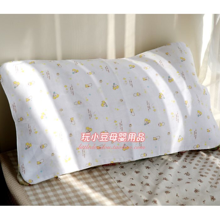 单条[樂媽優品]60*35CM纯棉纱布枕头隔汗巾 超大号儿童枕头巾 4层