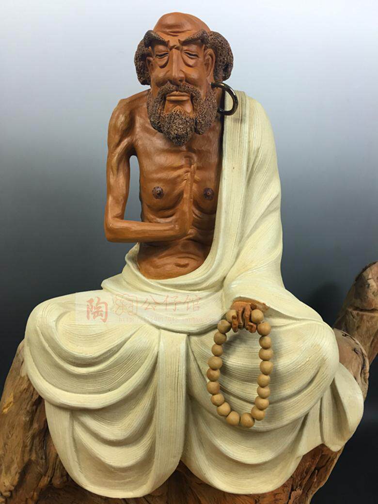 陶瓷工艺品石湾公仔家居装饰品礼品客厅酒柜招财摆件达摩坐禅促销