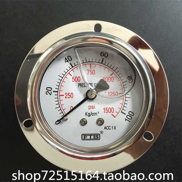 100KG带边轴向耐震压力表1500psi