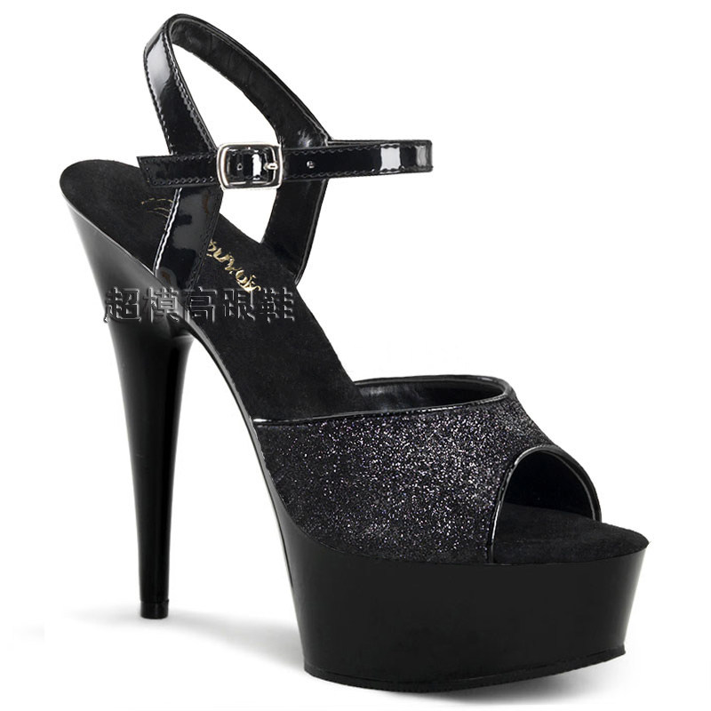 模特15cmt台走秀鞋女 防水台高跟凉鞋 细跟 夜店舞台演出鞋钢管舞