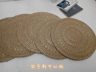 蒲草编蒲团圆形坐垫木墩石墩瑜伽馆地上休闲矮地垫古董店摆件装饰