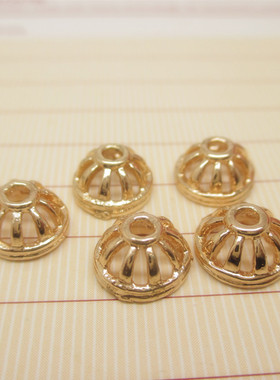 DIY饰品配件厂家直销 24k包金色简约花托8mm