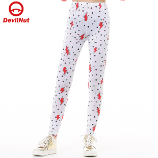 恶魔 闪电波点 打底裤 NUT SFO 女式 潮牌 弹力 DEVIL 修身