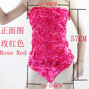 ds演出服新款欧美女歌手dj舞台爵士舞服装摄影玫瑰花朵连体比基尼