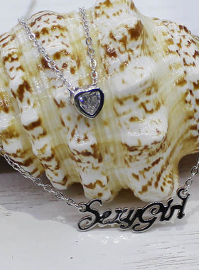 银时代925纯银特价 双层字母项链 sexygirl 七夕礼物 永恒挂坠