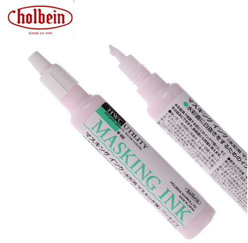 日本Holbein荷尔拜因水彩用留白胶 笔式留白液 针管式设计 W469
