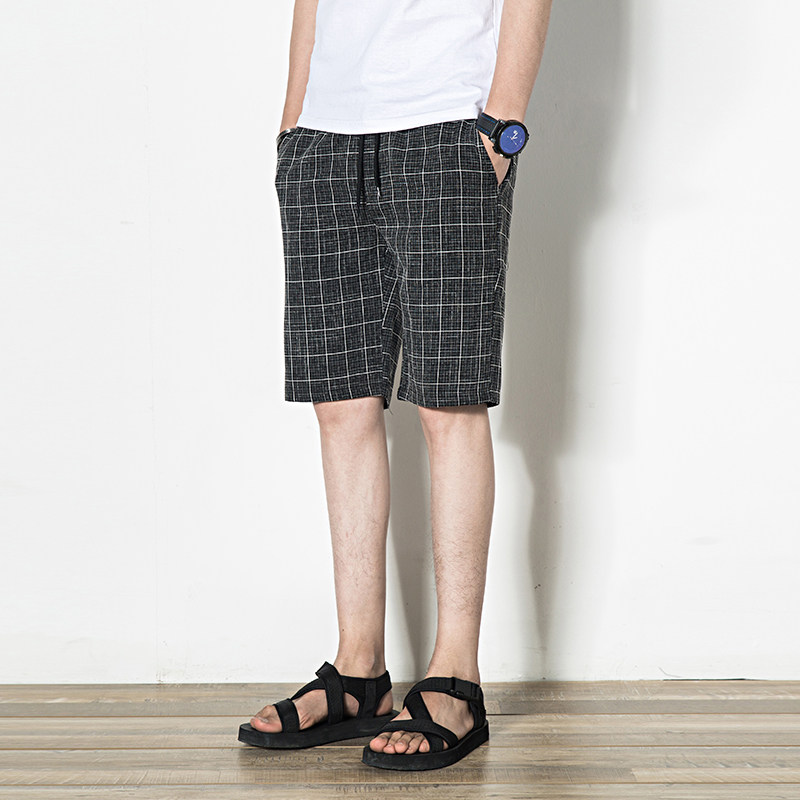 A003-K171-P20 新款男装格子休闲短裤  白墙裤子图片