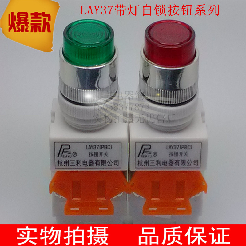 LAY37 带灯自锁按钮开关 LAY37-11DZS Y090-11DNZS 控制按钮