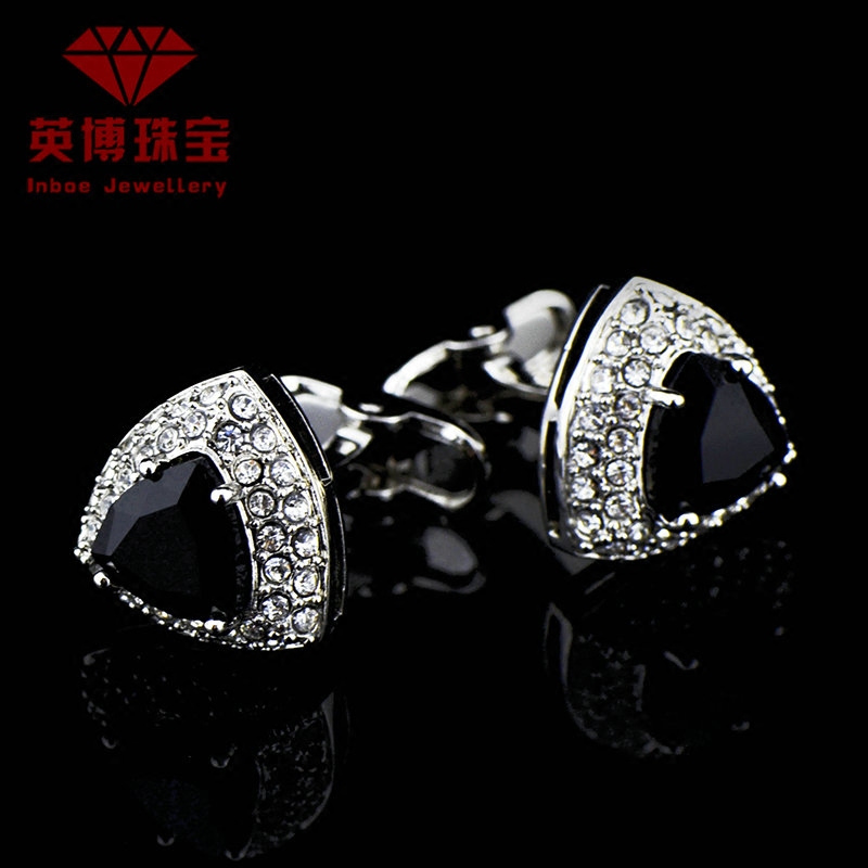 英博 法式金属袖扣 镶嵌工艺亮钻法式衬衫袖钉 cufflinks g744