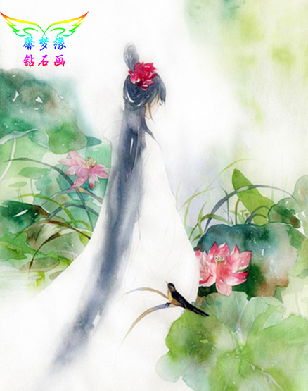 diy钻石画十字绣钻石绣古风梦幻荷花仙子方钻满钻圆钻