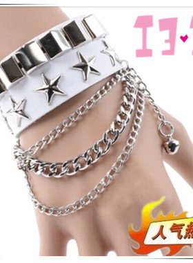 非主流街舞铆钉朋克风手链戒指