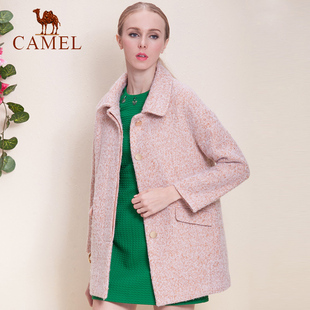 【非卖品】Camel/骆驼女装呢外套中长款羊毛呢子大衣复古直筒暗