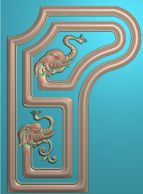 高清精雕图jdp灰度图浮雕图电脑雕刻图精品象头扶手前花板200x279