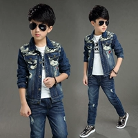 Quần áo trẻ em mùa thu denim phù hợp với phiên bản Hàn Quốc 3-4-5-6-7-8-9-10 tuổi Học sinh trẻ em quần áo trẻ em - Phù hợp với trẻ em quần áo cho bé gái