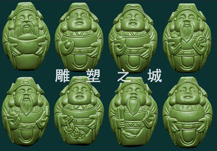 圆雕图 三维立体图 3D打印机模型 STL文件 锦衣招财核雕财神