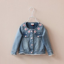 女童花朵牛仔外套宝宝牛仔外套中小童牛仔上衣 新款 2019童装 秋季
