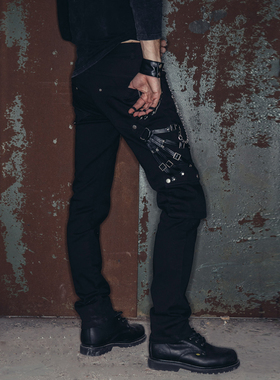 ╋魔叹╋ DEVIL FASHION 窝钉拉链MAD哥特KERA朋克PUNK长裤 PT001