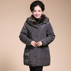 中老年棉衣女中长款洋气加厚保暖棉袄2020妈妈秋冬装羽绒棉服外套