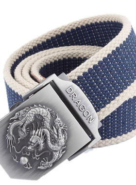 35号游龙半自动合金扳压扣帆布皮带男士自动扣轻便腰带