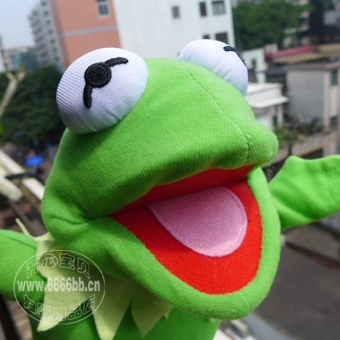 嘴巴会动青蛙手偶布偶腹语外单
