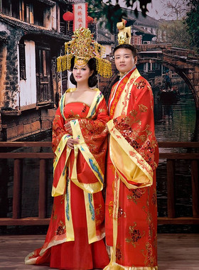 古装服装贵妃唐朝皇后仙女拖尾演出服汉服古代女装中式新娘婚服