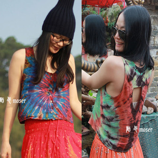 22年新到 特别的不行！泰国原创手工扎染短款镂空背心小褂马甲