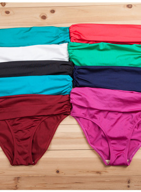 K834折叠裤头20色显瘦遮小腹大码游泳裤欧美原单中腰比基尼三角裤