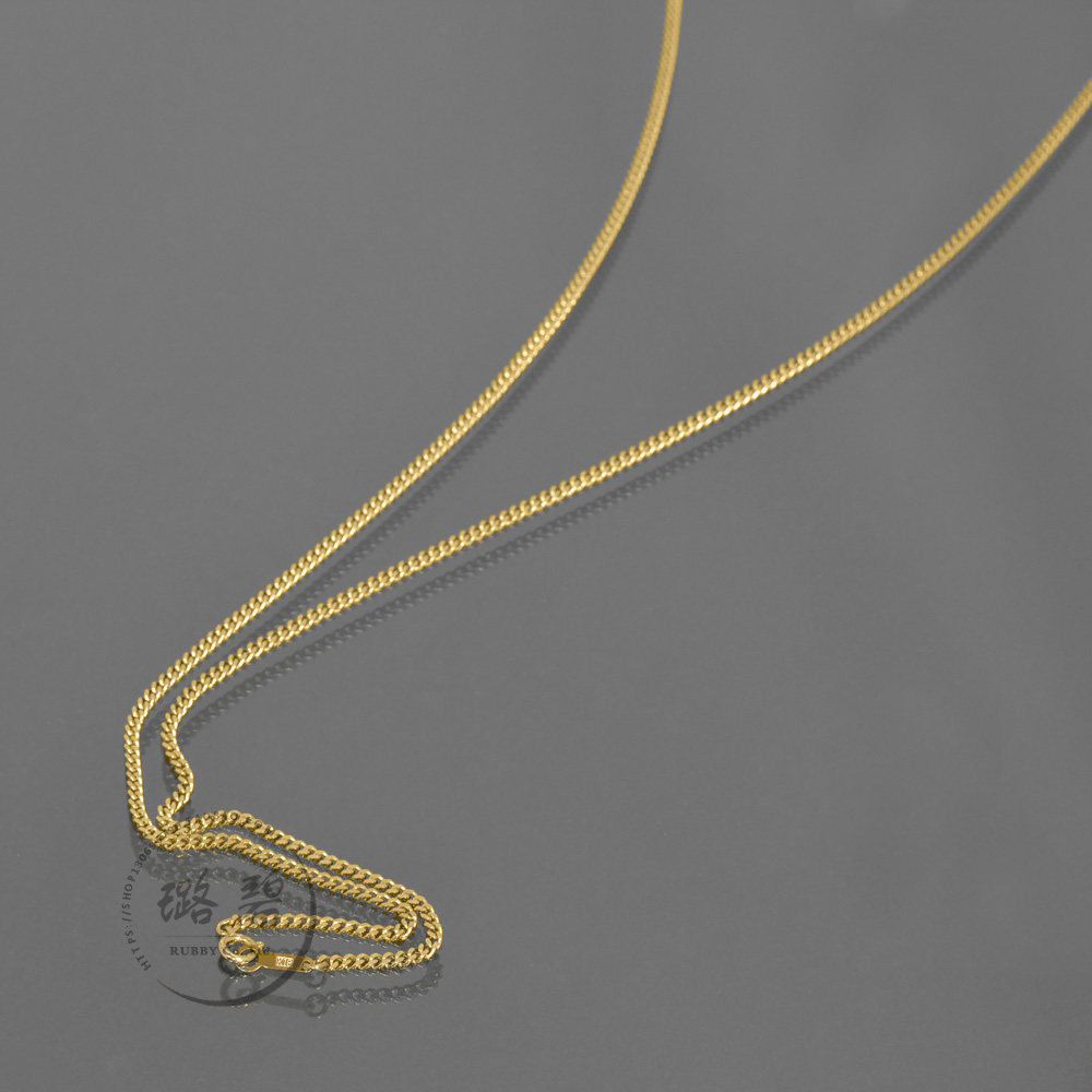 日本18k黄金项链首饰素链2切面侧身链喜平链au750 长链丨宽2.1mm