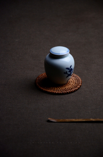 【立明堂】收藏器 明青花 褪尽浮华的深邃【山茶】 罐 茶入 售罄
