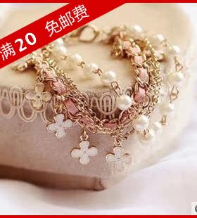 日韩小饰品批发义乌地摊 简约民族风多层四叶草甜美tfboys手链 女