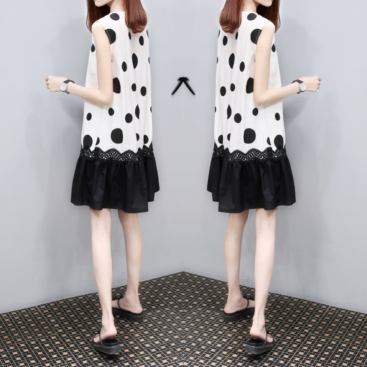 欧货2019夏季新款女装宽松显瘦蕾丝无袖背心裙子波点连衣裙女夏在类目 女装/女士精品, 连衣裙中 - 来自Buy2taobao.com提供专业的淘宝代购服务