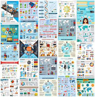 矢量设计素材 信息图表模板可视化Infographics商业UI图表 EPS