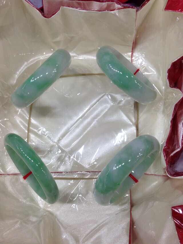 缅甸翡翠老坑A货手镯冰糯白底青阳绿玉石玉器8个一手厂家直销新款
