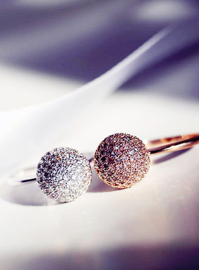 欧美风夸张碎钻水晶转运球戒指