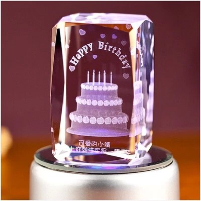 创意水晶3D蛋糕创意生日礼物送男女朋友生同学浪漫表白礼品摆件