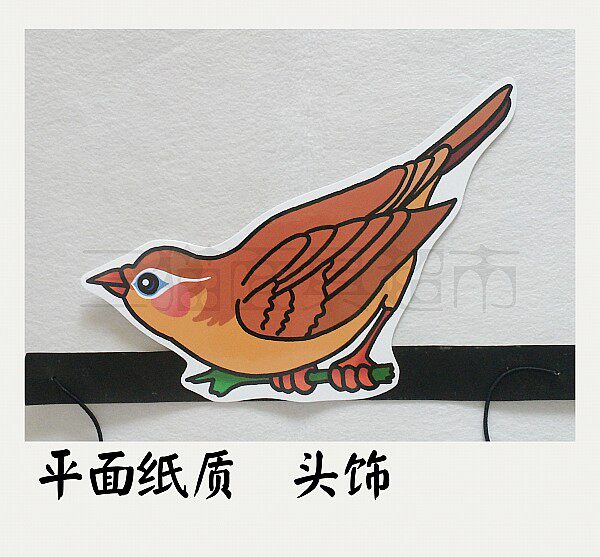 新款万圣节道具脸谱定制平面纸质卡通动物面具画眉鸟小鸟头饰