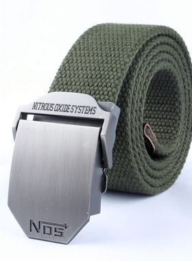 21号 N0S金属压扣帆布腰带男战术通勤腰带男户外自动扣训练裤带