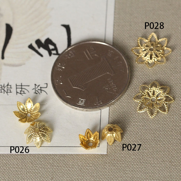 diy古风发簪饰品黄铜合集花帽