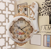 现代简约挂表 时尚 双面挂钟欧式 创意表客厅静音田园时钟表两面个性