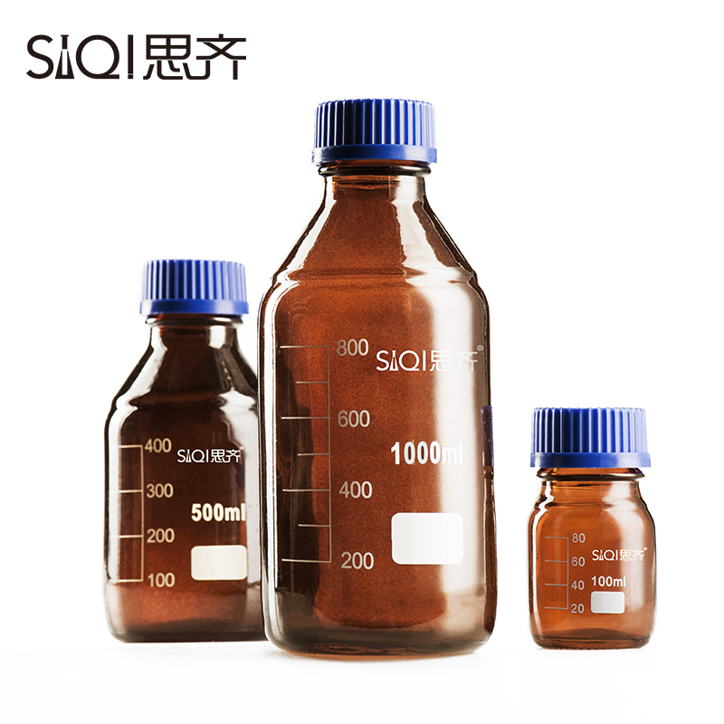 ×ØÉ«Ë¿¿ÚÆ¿ÃÜ·âÆ¿²èÉ«²£Á§Æ¿ 250ml ˼Æë À¶¸ÇÊÔ¼ÁÆ¿ ÂÝÎÆ¿Ú´ø¿Ì