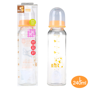 喜多婴儿真实感耐高温一般口径玻璃奶瓶  S120ML L240ml 送奶瓶刷