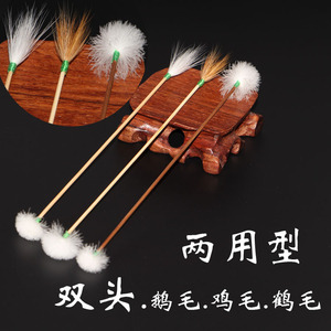 双头专业手工采耳工具竹柄鹤毛鹅毛两头用挠痒掏耳朵挖耳勺鸡毛棒
